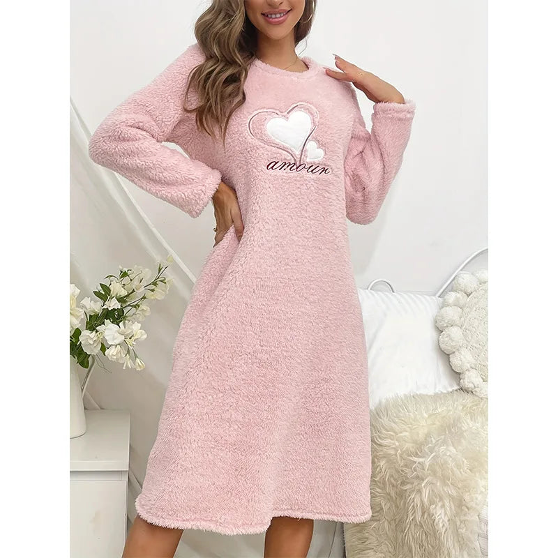 Thicken Warm Nightgown Heart Pyjama