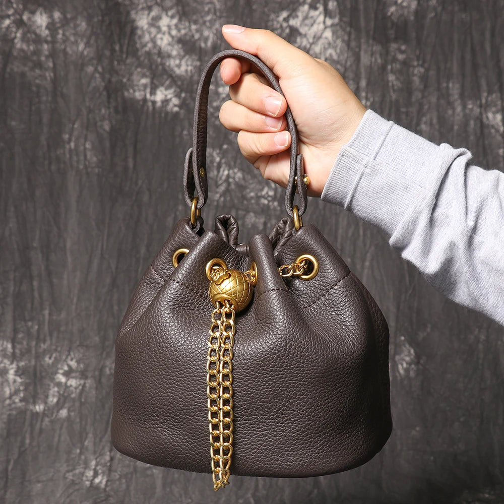 Genuine Leather Chain Crossbody Bag