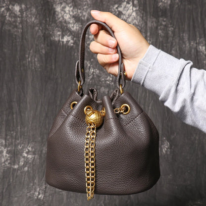 Genuine Leather Chain Crossbody Bag