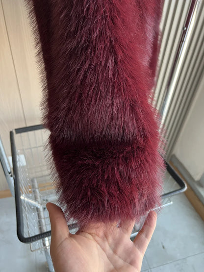 Faux fur Fall/Winter Effect Round Neck Long Sleeve Short Jacket