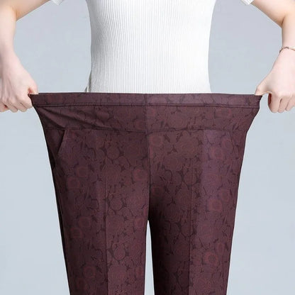 Plus Size Casual Classic Breathable Elastic Waist Flower Print Pants