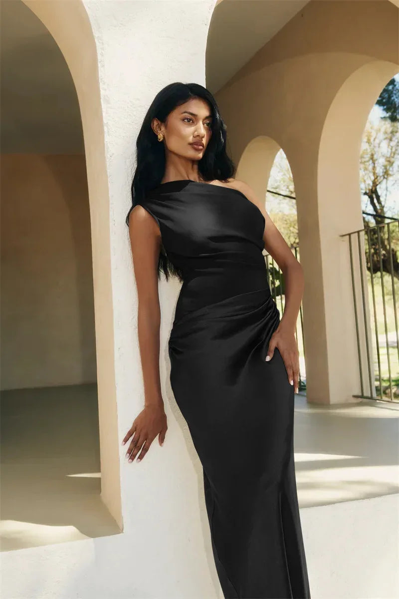 Mozision Satin Sleeveless Backless Sexy Maxi Dress
