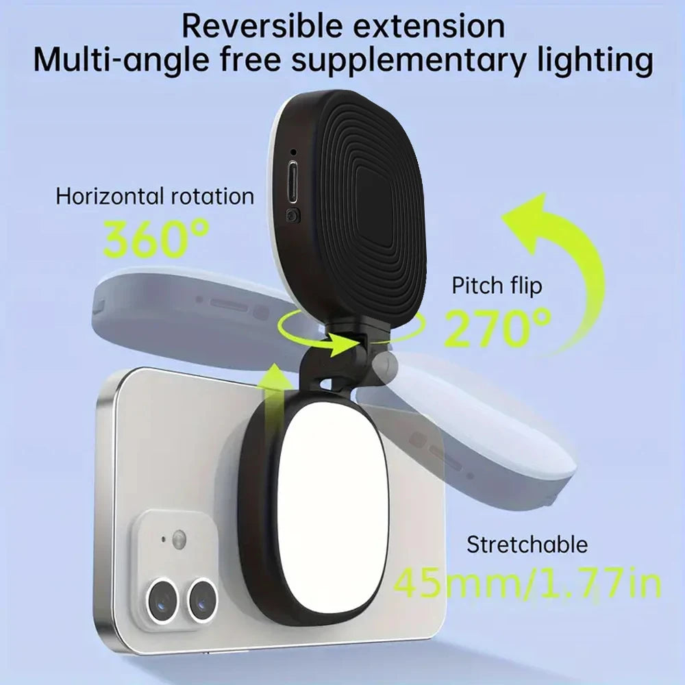 Magnetic Mini 3 Color Dimmable Fill Light With Selfie Mirror Clip