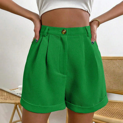 Office Lady Solid Summer Elegant Korean High Waisted Short