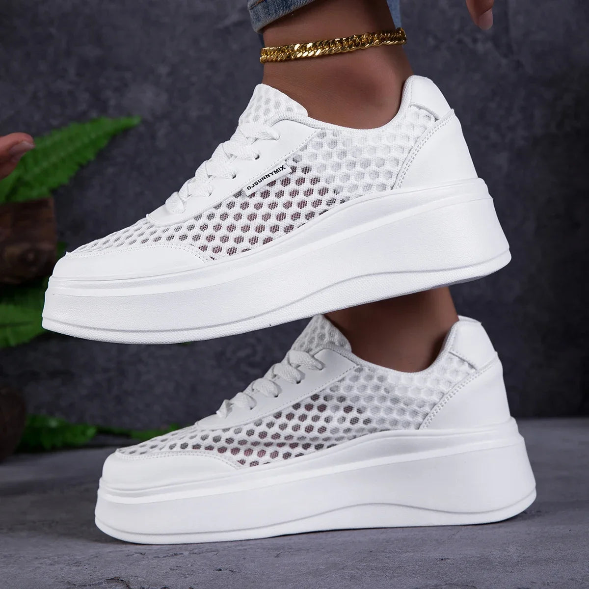 Thick Bottom Mesh Sports Lightweight Platform Sneakers