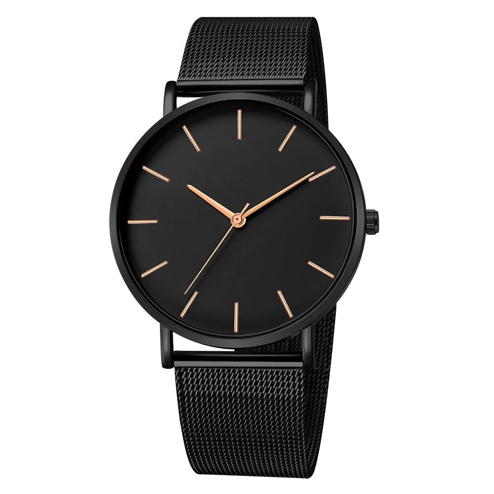 Luxury Metal Mesh Quartz Elegant Rose Gold Wristwatch