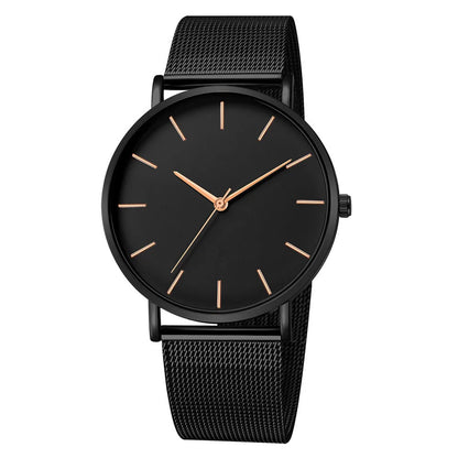 Luxury Metal Mesh Quartz Elegant Rose Gold Wristwatch