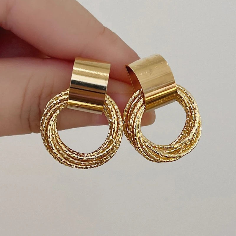 DANA Vintage Metal Round Drop Earrings
