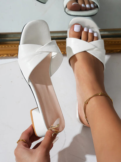 DANA Open Toe Leather Slippers