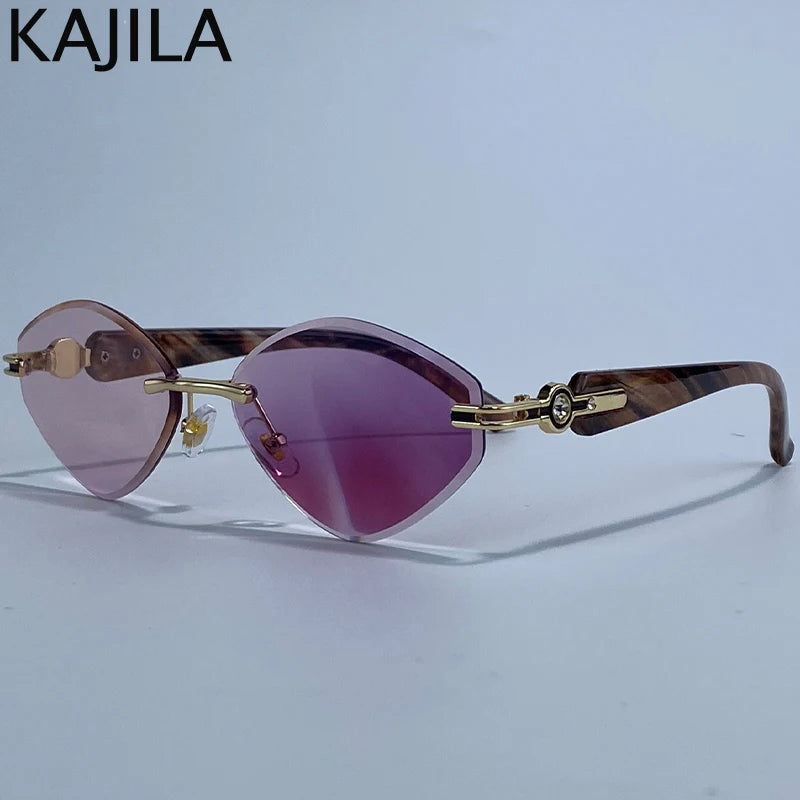 Small Frame Hexagon Rimless Sunglasses