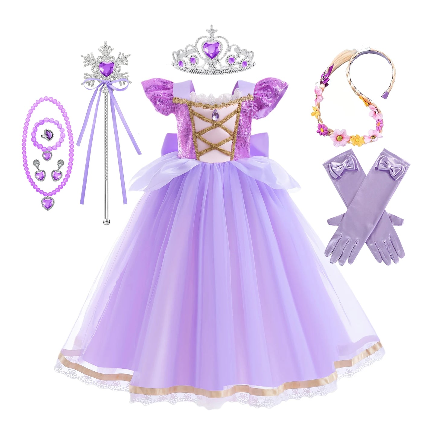Elegant Rapunzal Princess Cosplay Costume Dress
