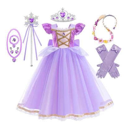 Elegant Rapunzal Princess Cosplay Costume Dress