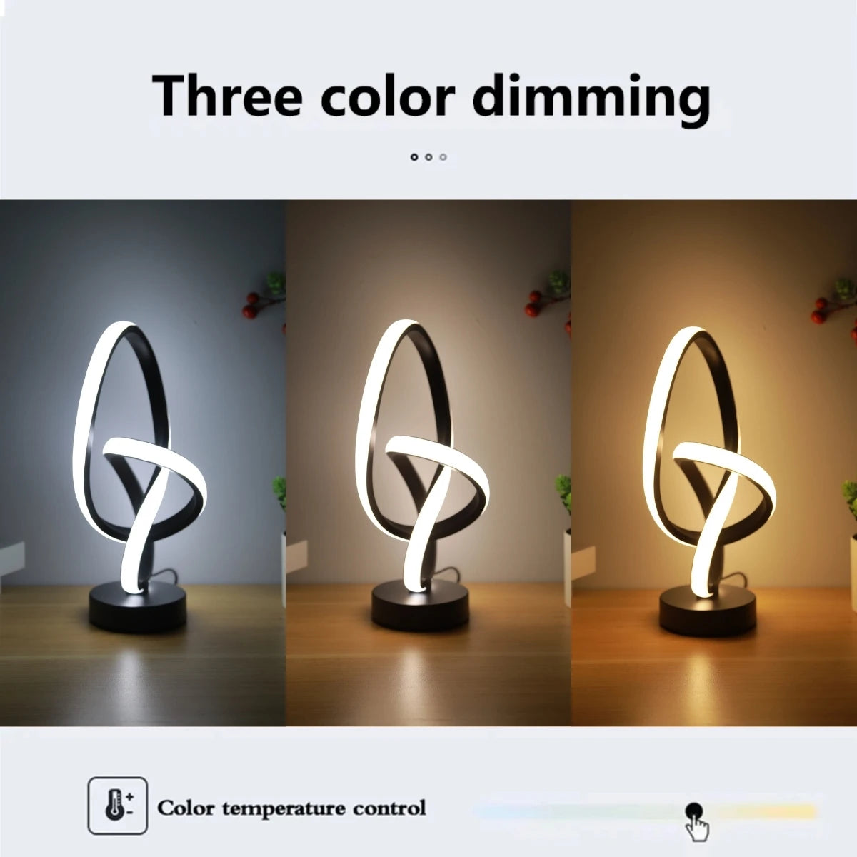 Creative LED desk lamp with USB 3 color adjustable