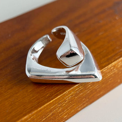 925 Sterling Silver Geometric Wide Sparkling Ring