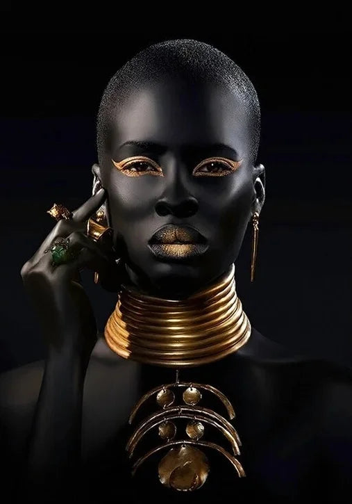 African Women Classic Black Gold Gestures Posters Female Portraits Canvas
