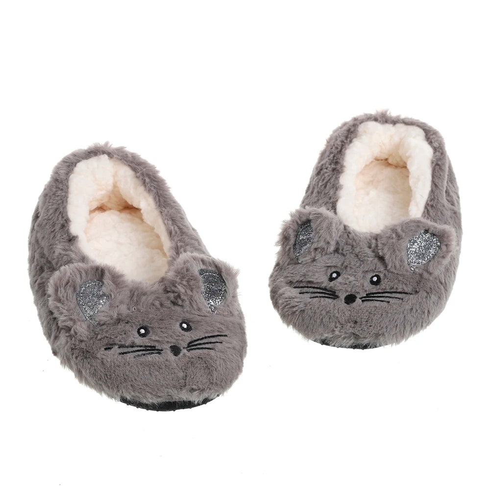 Winter Warm Home Fuzzy Fur Cotton Non Slip Grip Fluffy Lazy Slippers
