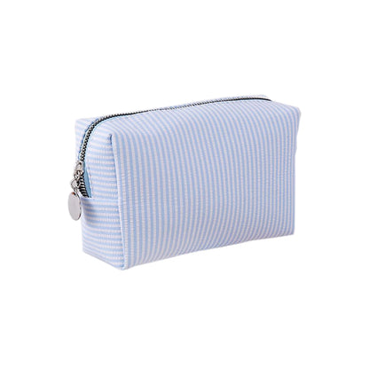 Cute Striped Canvas Pencil Case Small Travel Pouch with Zipper