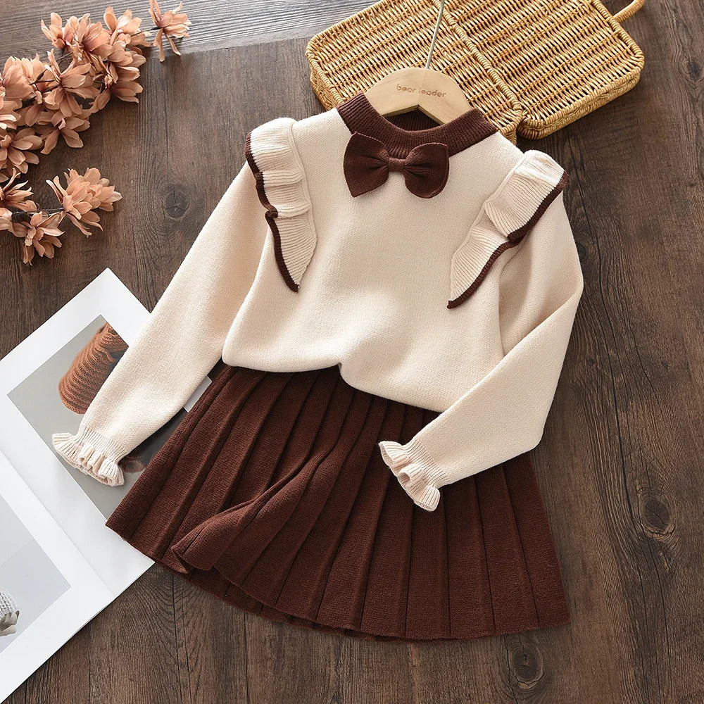 Knitting Kids Suit Winter Long Sleeves Princess Dress