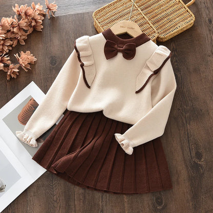 Knitting Kids Suit Winter Long Sleeves Princess Dress