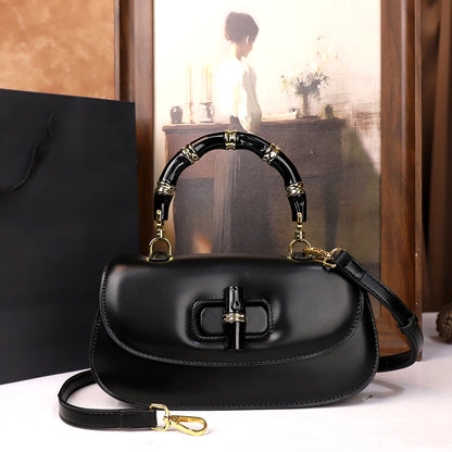 Bamboo Hand-Held Saddle Crossbody Bag