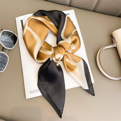 Luxury Silk Square Plaid Satin Scarf