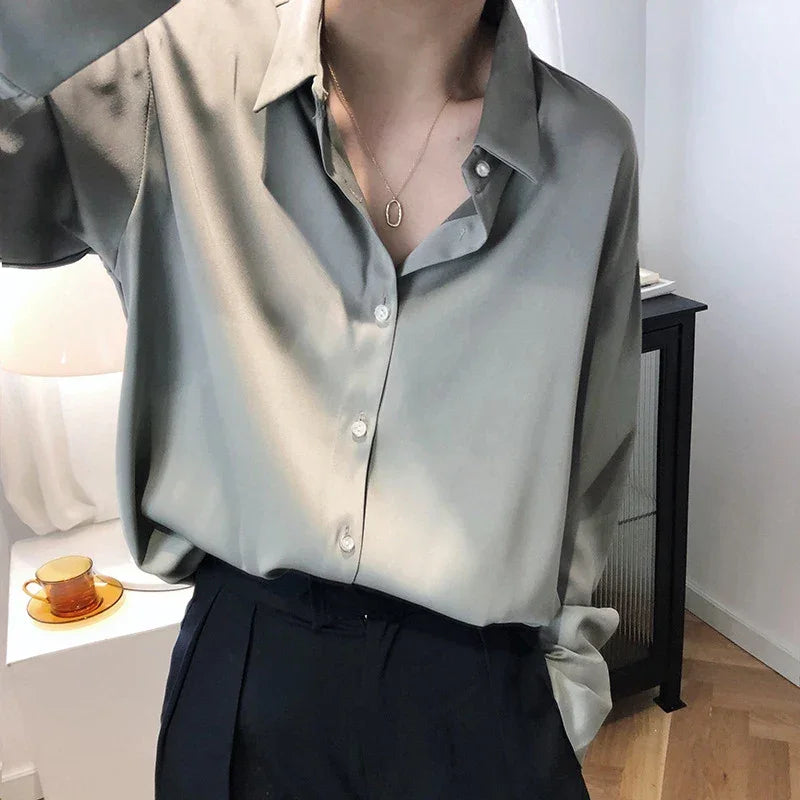 Satin Casual Long Sleeve Elegant Shirts