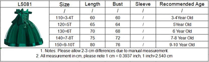 3-10 Years Flower Elegant Wedding Dress