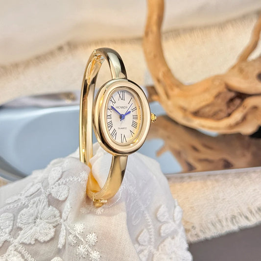 Small Dial Exquisite and Unique Light Luxury Roman Numerals Oval Quartz Watch