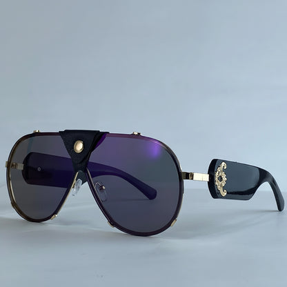 Vintage Oversized Steampunk Pilot Oval Sunglasses