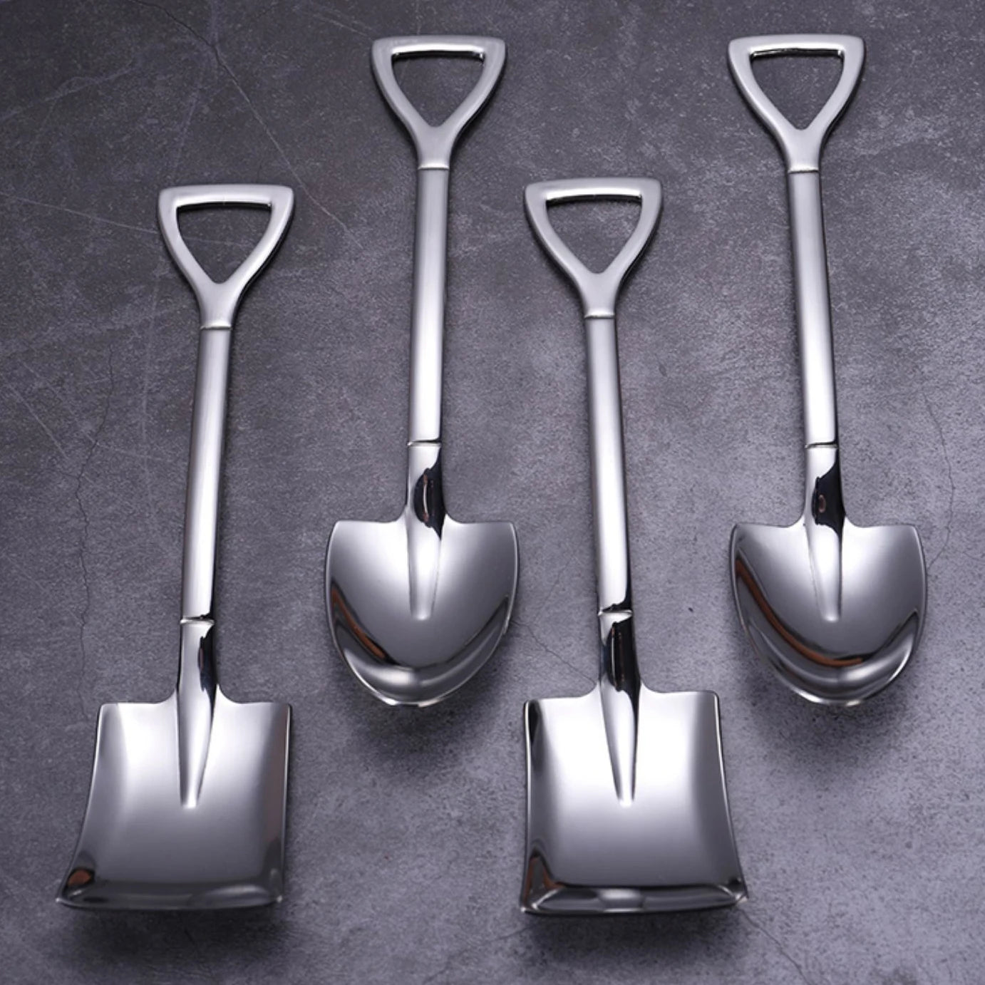 4pcs Stainless Steel Shovel & Point Spoons Set
