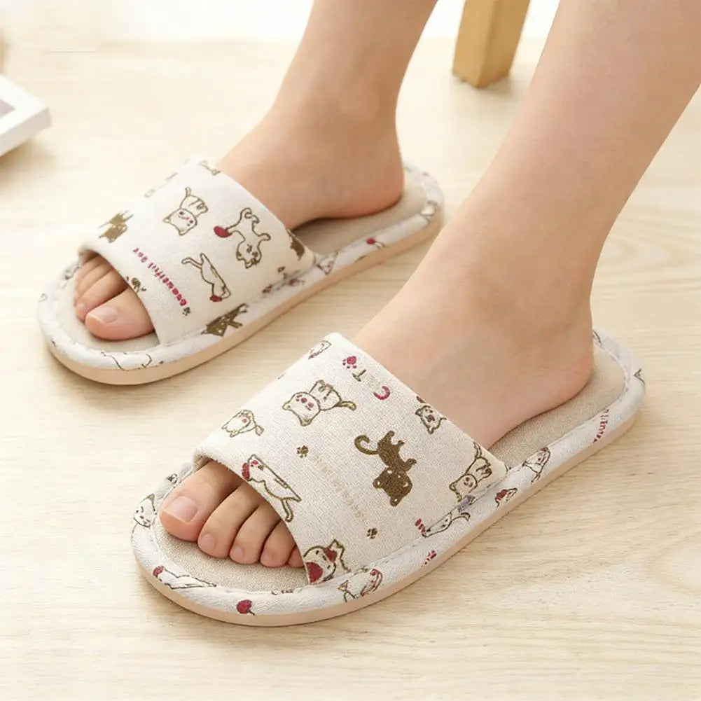 Flax Linen Lightweight Flat Breathable Slipper