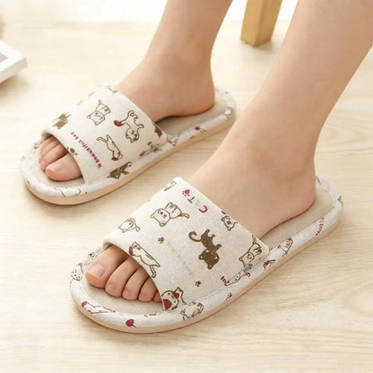 Flax Linen Lightweight Flat Breathable Slipper