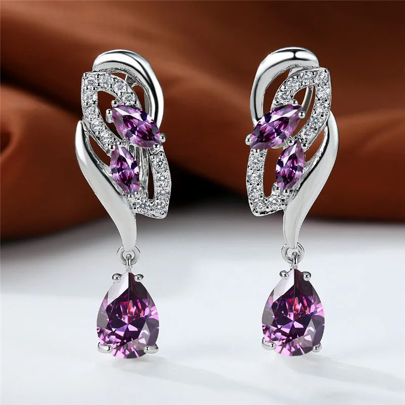 Blue Rainbow Stone Crystal Zircon Earrings