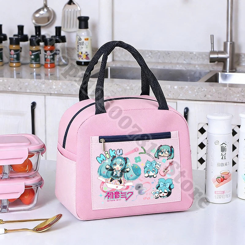 Girl Cartoon Printed Lunch Tote Casual Storage