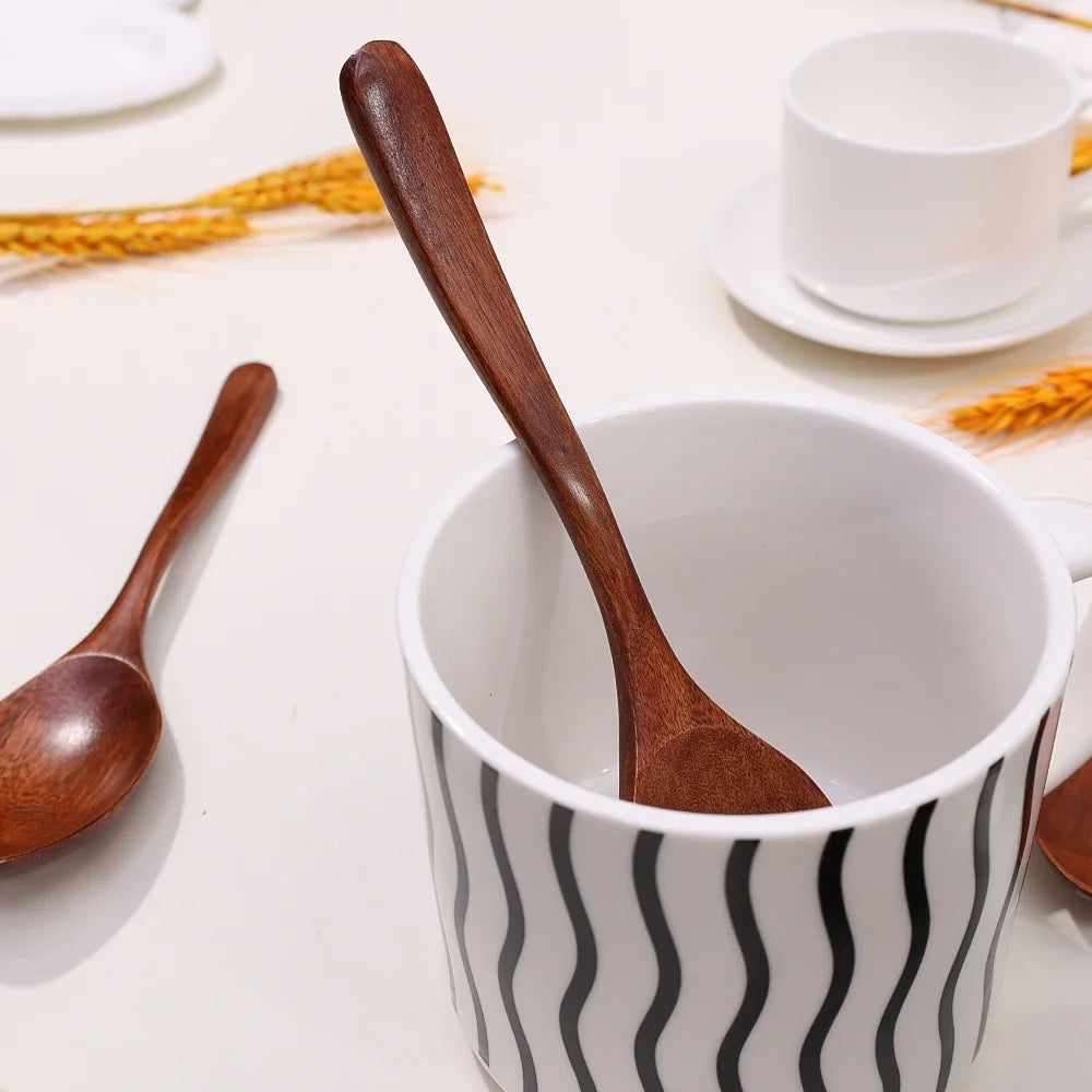 10/1Pcs Wooden Spoon Long Hand Soup Scoops