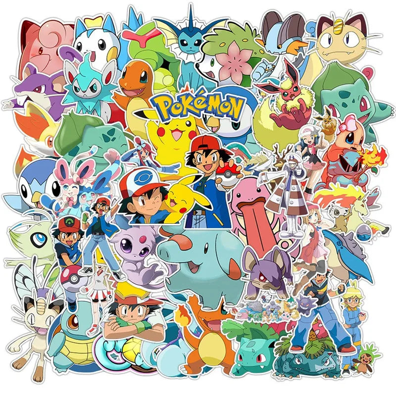 200pcs Non-duplicate Random Cartoon Anime Cute Pikachu Pokemon Waterproof Stickers