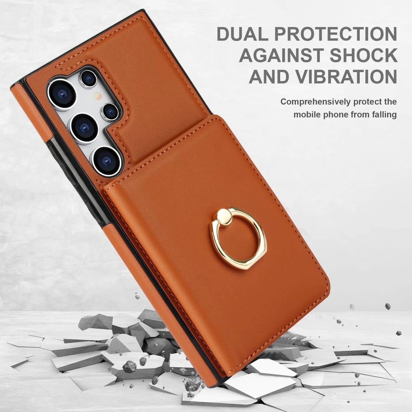 Wallet Case with Card Holder, 360° Rotation Ring