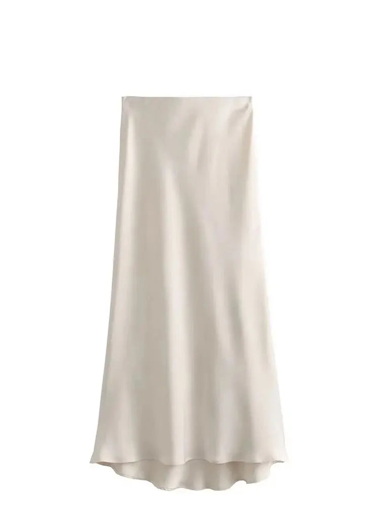 Faldas largas informales de satén de talle alto