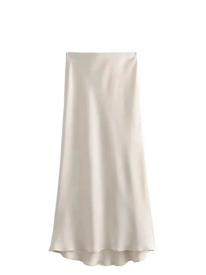 Faldas largas informales de satén de talle alto