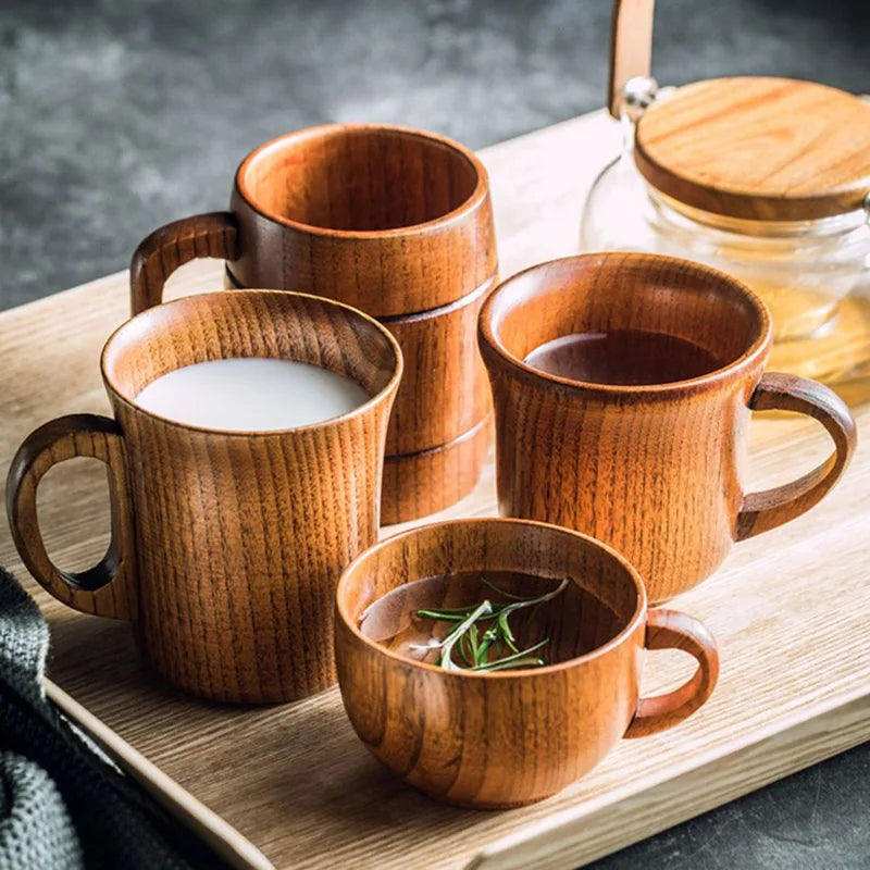 Wooden Handmade Jujube Wood Handle Beer Coffee Milk Tea Mug