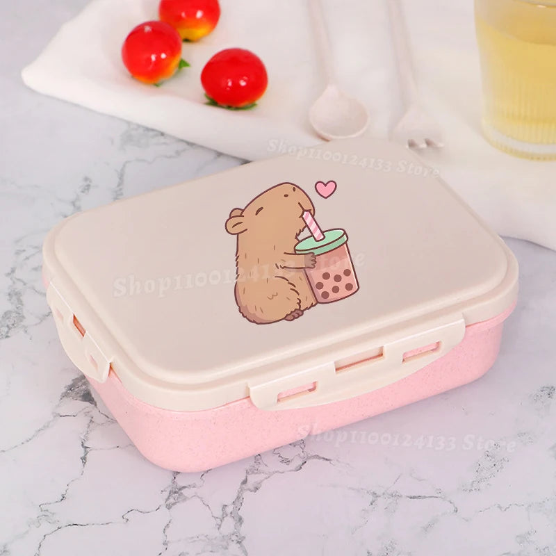 Capybara Lunch Boxes Kids Cute Anime Print Separate Lunch Box
