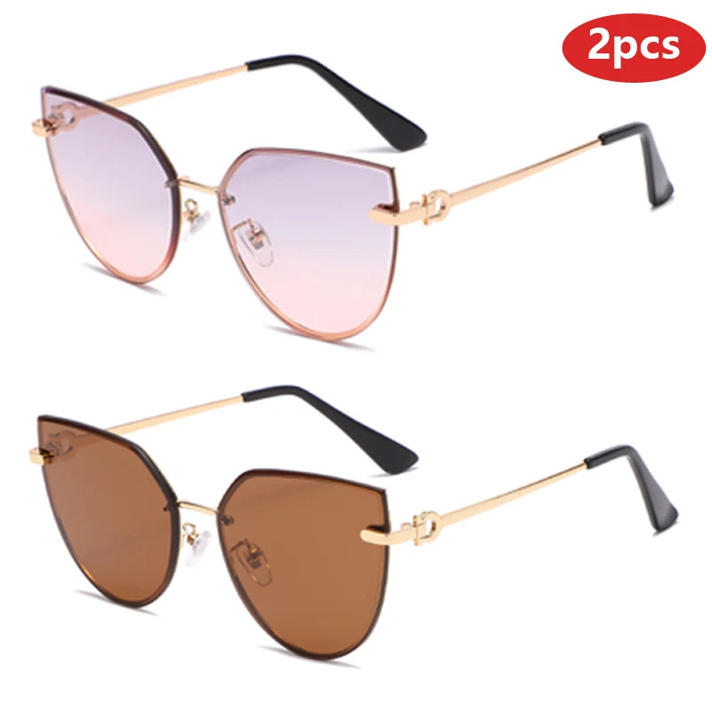 Cat Eye Vintage Rimless Sun Glasses