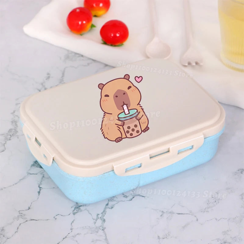 Capybara Lunch Boxes Kids Cute Anime Print Separate Lunch Box