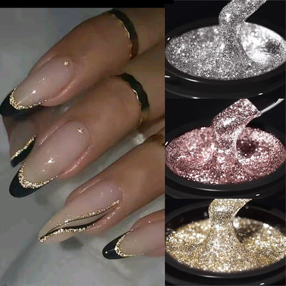 5ml Super Sparkling Painting Gel Nail Polish Platinum Silver Gold Rose Glitter