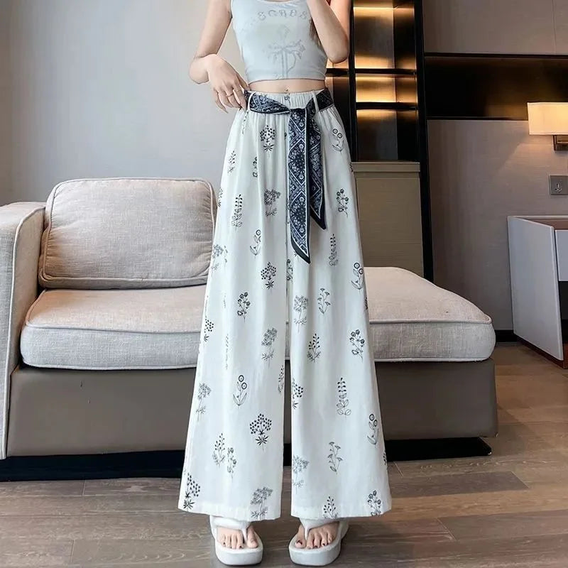 Retro Comfortable Pants Printed Thin Office Pants