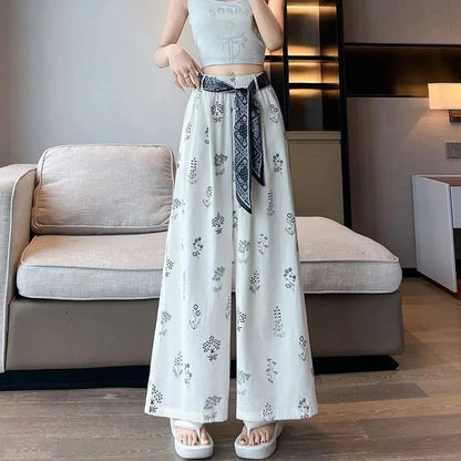 Retro Comfortable Pants Printed Thin Office Pants