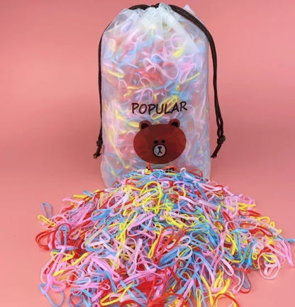 1000pcs High Elastic Rubber Bands Disposable Jelly Color Hair Ties