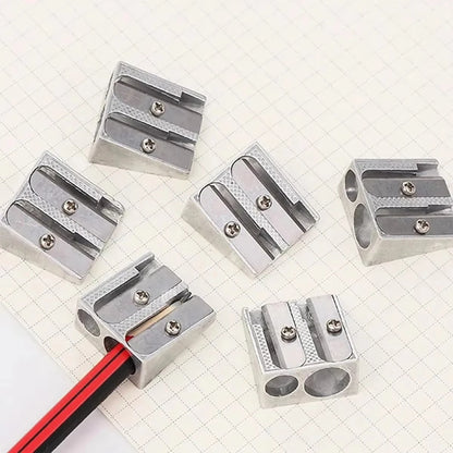 1/10/20Pcs Silver Aluminum Alloy Pencil Sharpener 2-Hole