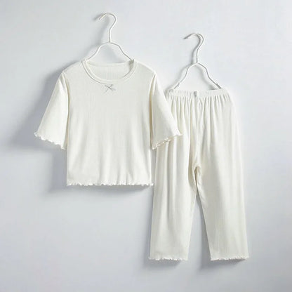 Girls Ice Silk Thin Pajamas Outfit Set