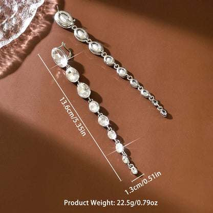 Tassel light luxury rhinestone long earrings